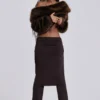 316 Off The Shoulder Fur Jumper in Brown