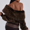 316 Off The Shoulder Fur Jumper in Brown