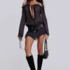 Lorenza Sheer Bardot Dress in Dusk