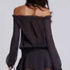 Lorenza Sheer Bardot Dress in Dusk