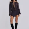 Lorenza Sheer Bardot Dress in Dusk