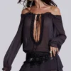 Lorenza Sheer Bardot Dress in Dusk
