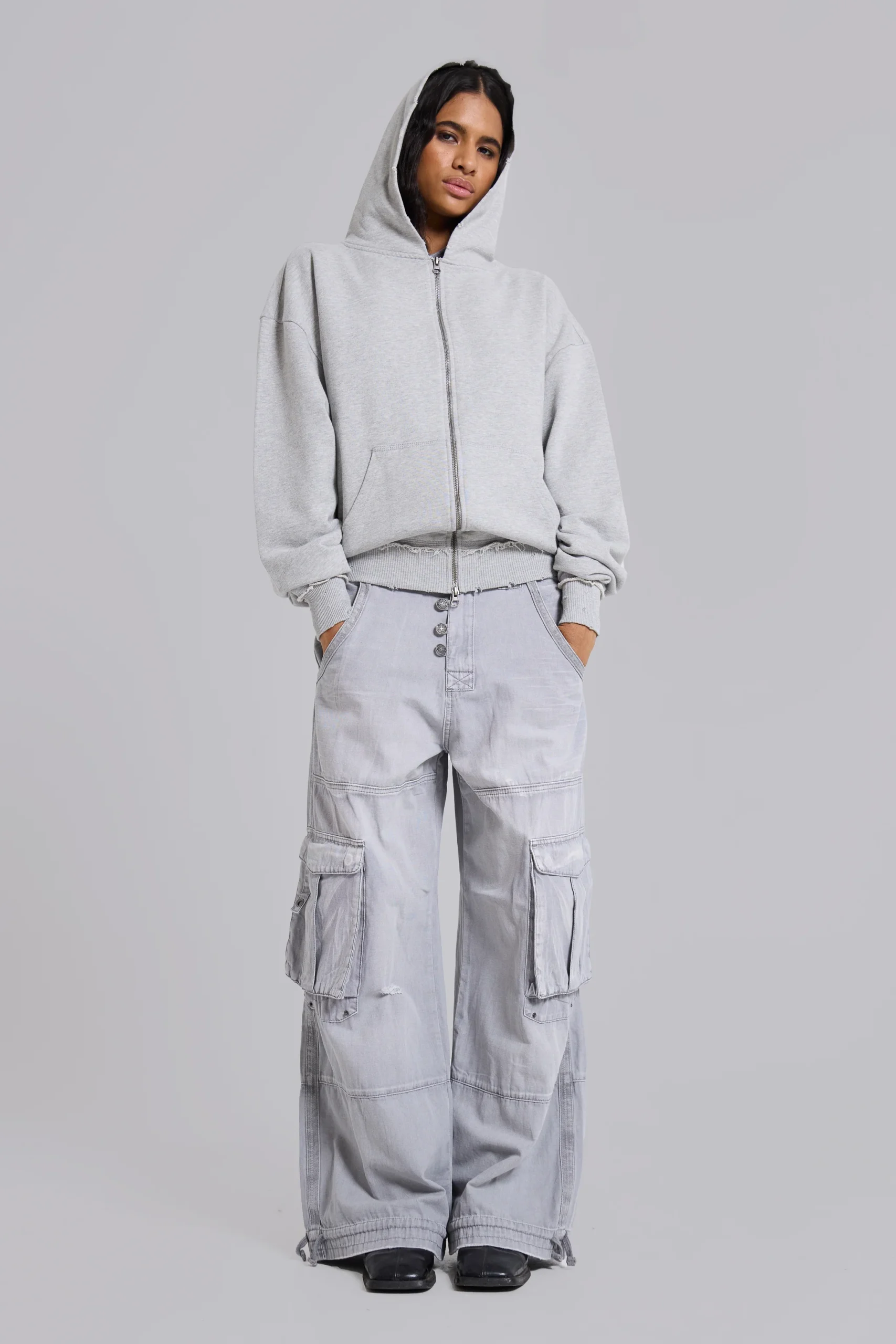 Grey Marl Oversized Monster Hoodie