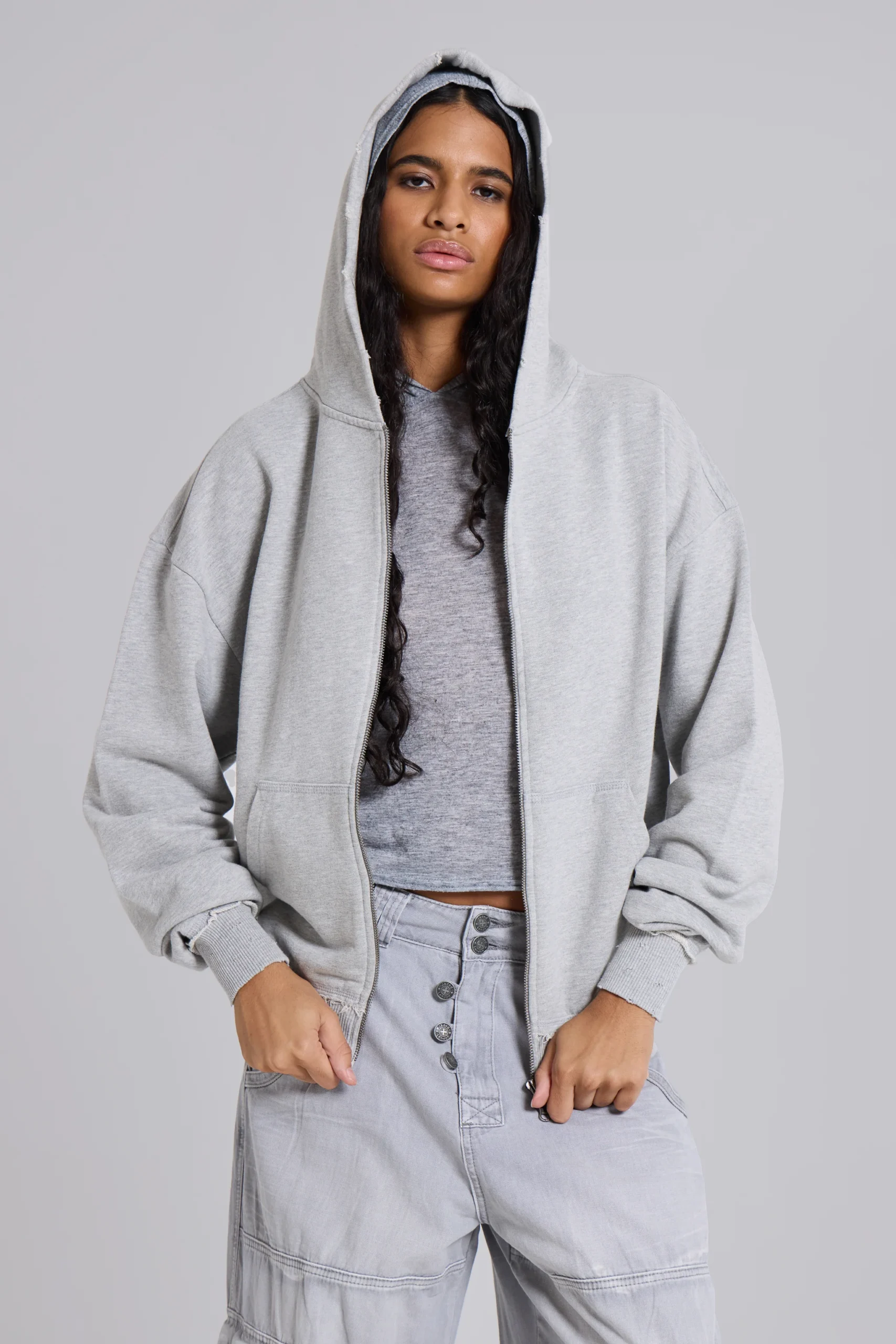 Grey Marl Oversized Monster Hoodie