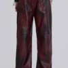 Oxblood Faux Leather Pants
