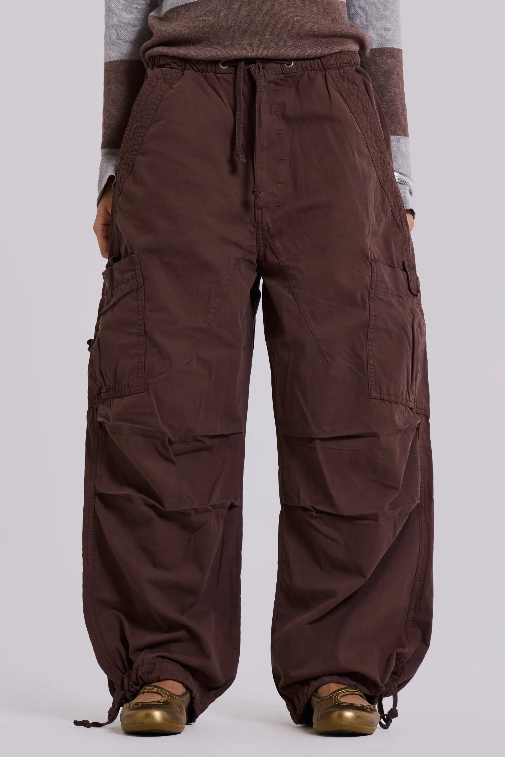 Brown Parachute Cargo Pants