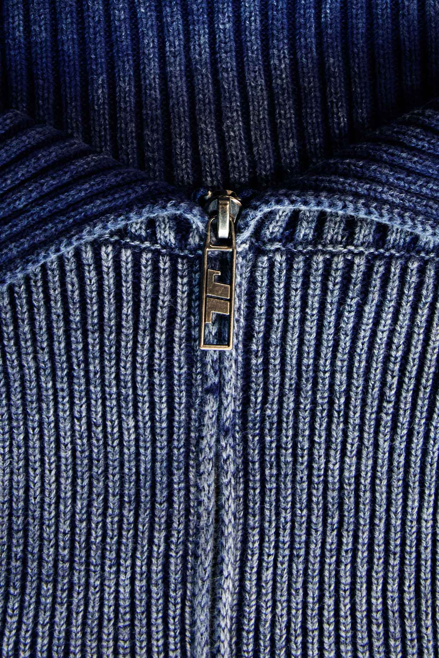 Tribeca Blue Ribbed Off The Shoulder Knit