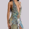 Cindy Plunge Maxi Dress In Green