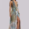 Cindy Plunge Maxi Dress In Green