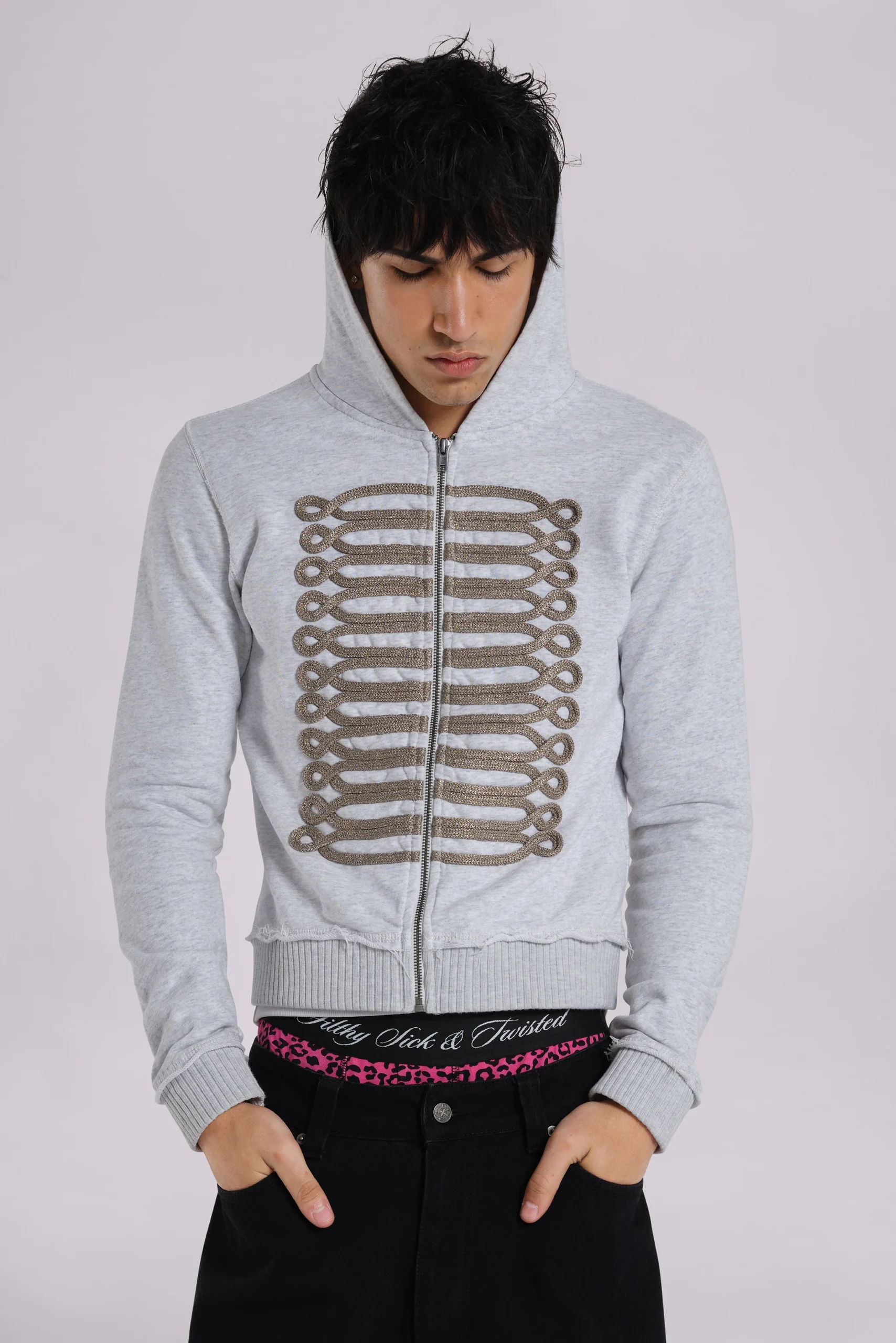 Grey Marl Military Monster Hoodie