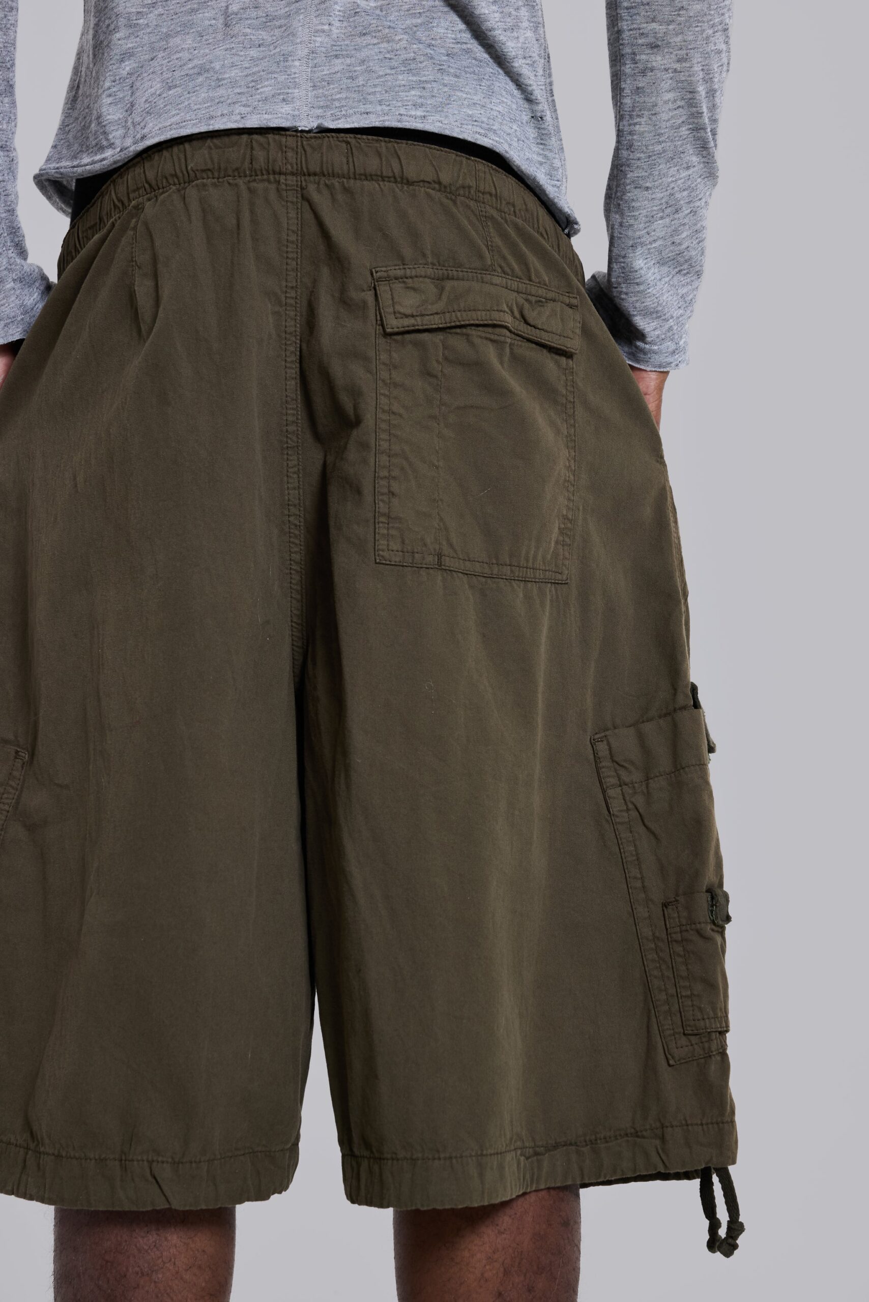 148-khaki-parachute-cargo-baggy-shorts-5.jpg Khaki Parachute Cargo Baggy Shorts