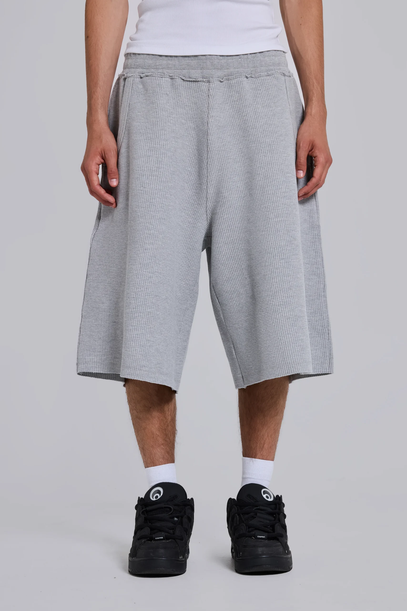 Grey Marl Waffle Monster Jogger Shorts
