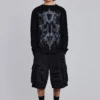 Black Distressed Beach Cargo Shorts