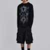 Black Distressed Beach Cargo Shorts