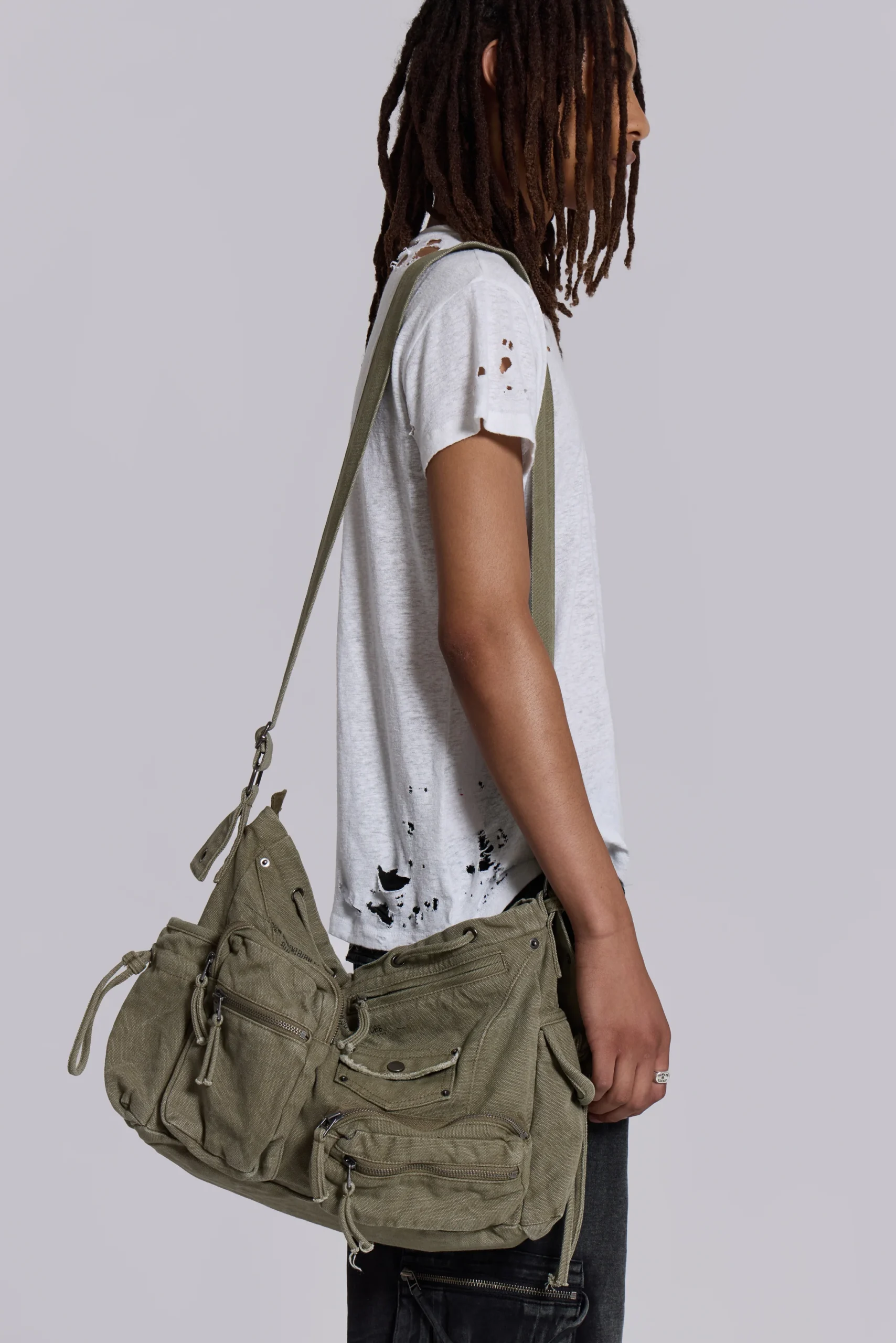 Khaki Military Utility Satchel Bag