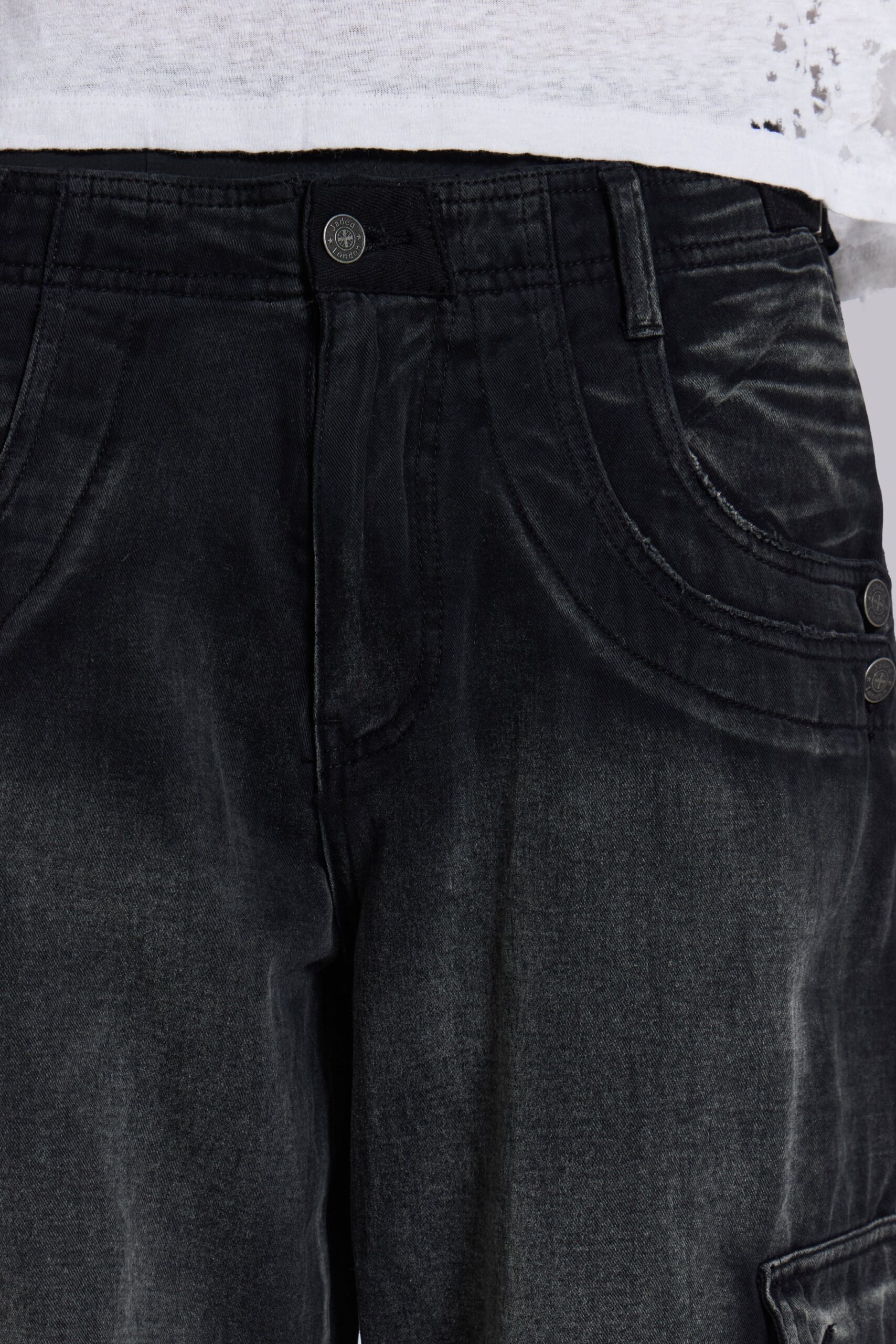 Sun Faded Black Trooper Cargo Pants