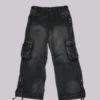 Sun Faded Black Trooper Cargo Pants