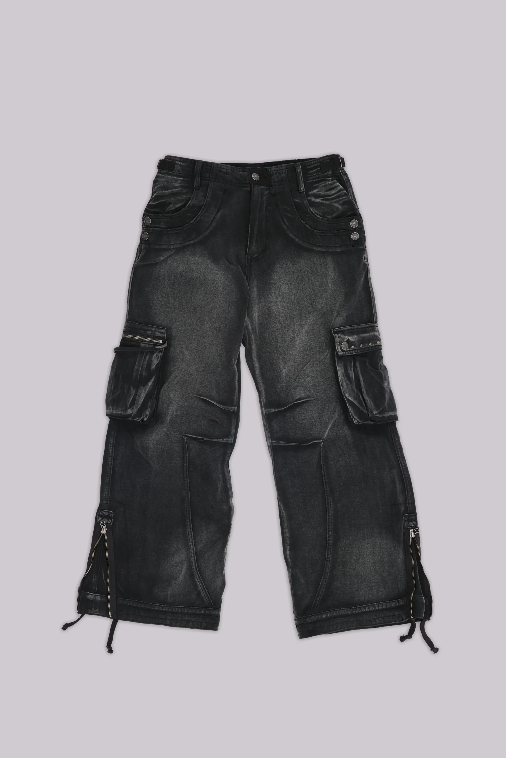 Sun Faded Black Trooper Cargo Pants