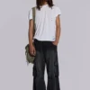 Sun Faded Black Trooper Cargo Pants
