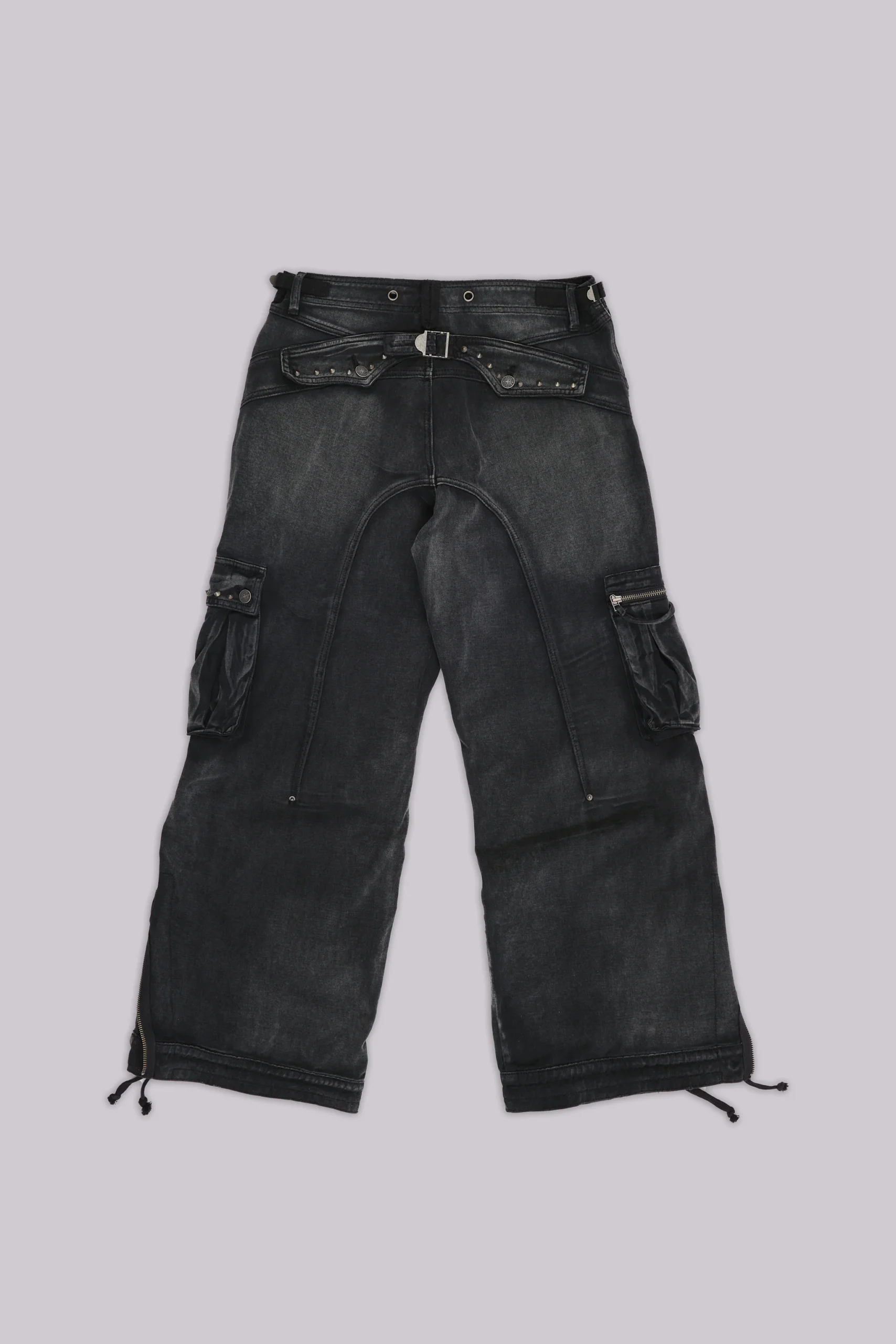 Sun Faded Black Trooper Cargo Pants