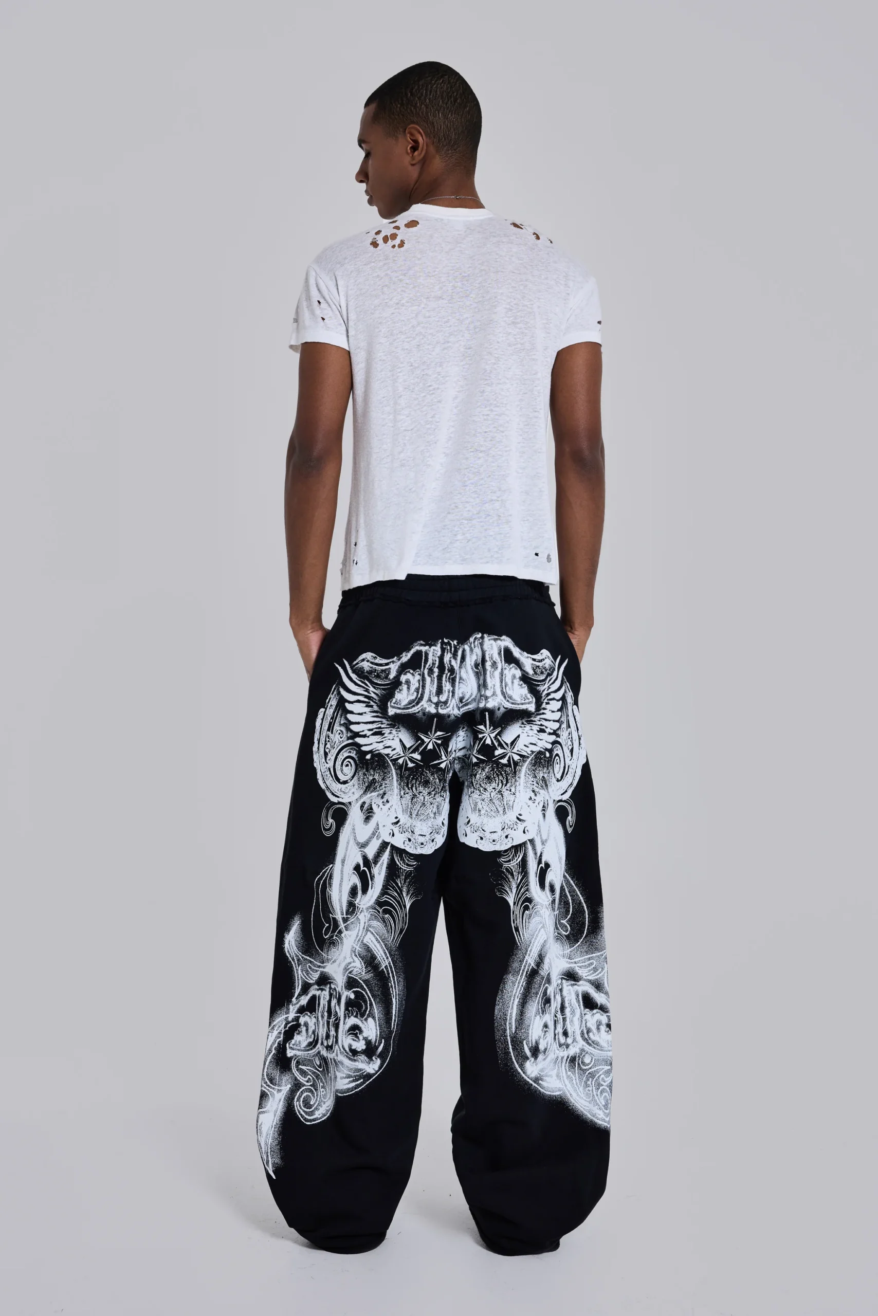 155-black-gothic-print-baggy-monster-joggers-2.webp Black Gothic Print Baggy Monster Joggers