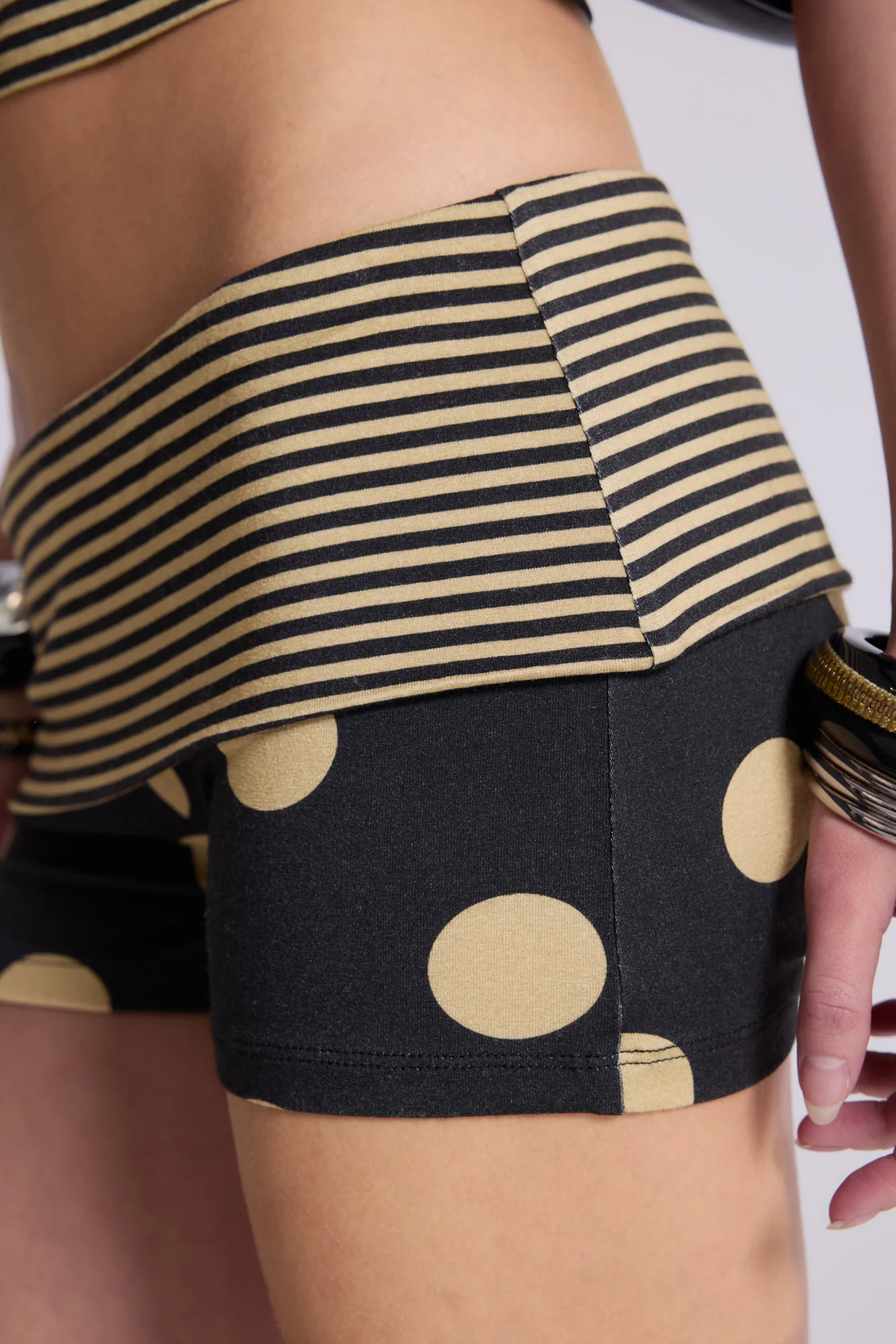 Lola Polkadot Fold Over Waistband Mini Shorts