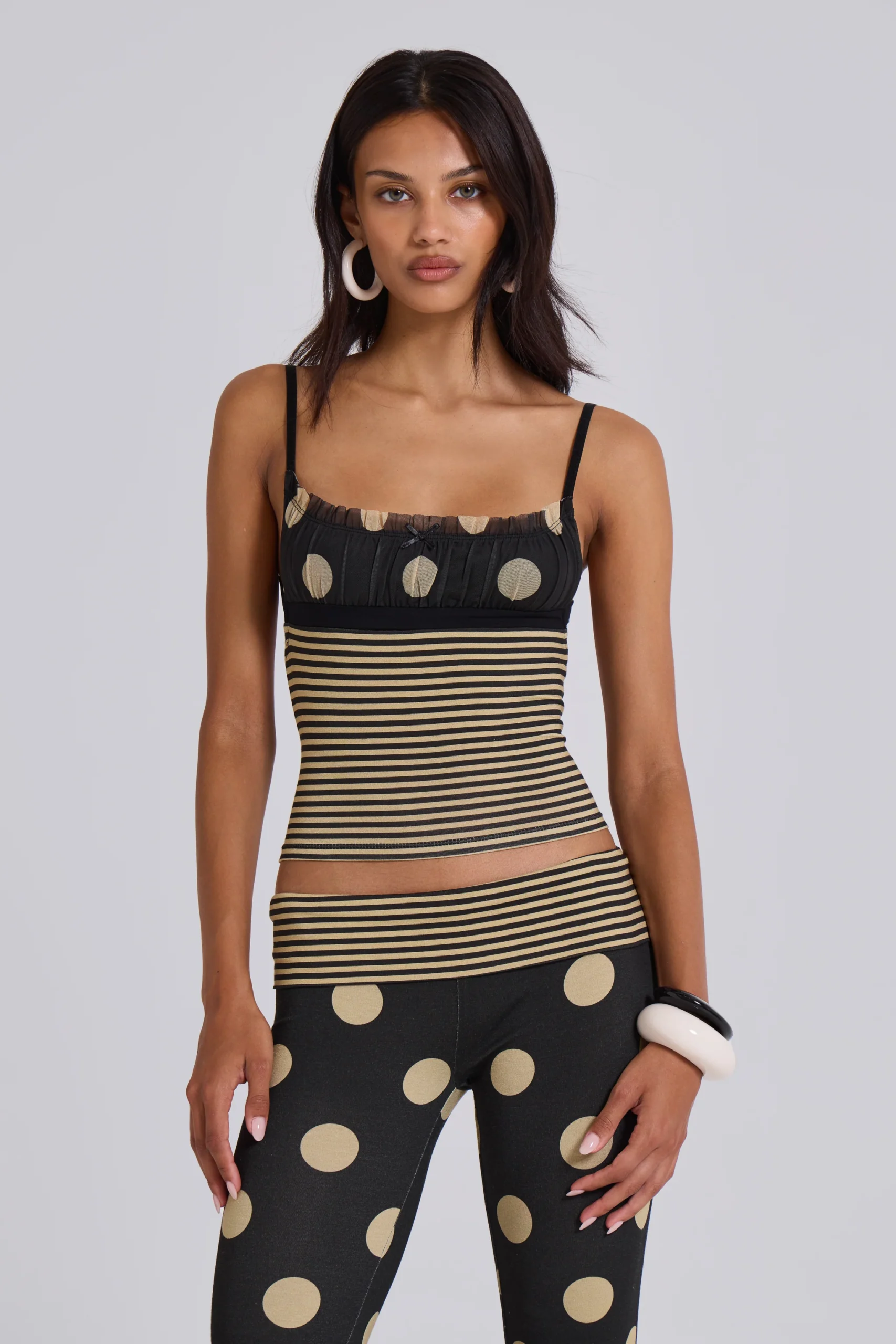 1611-lola-ruched-cami-top-in-polkadot-stripe-1.webp Lola Ruched Cami Top in Polkadot Stripe