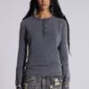 Charcoal Waffle Henley Top