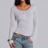 Stripe Mist Henley Top