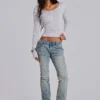 Stripe Mist Henley Top