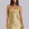 Lavinia Backless Fringe Mini Dress in Gold
