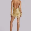 Lavinia Backless Fringe Mini Dress in Gold