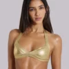 Idol Metallic Bandage Bikini Top in Gold