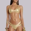 Idol Metallic Bandage Bikini Top in Gold