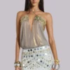 Morgana Metallic Sequin Chiffon Top