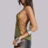 Aleya Beaded Top in Khaki