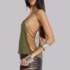 Aleya Beaded Top in Khaki