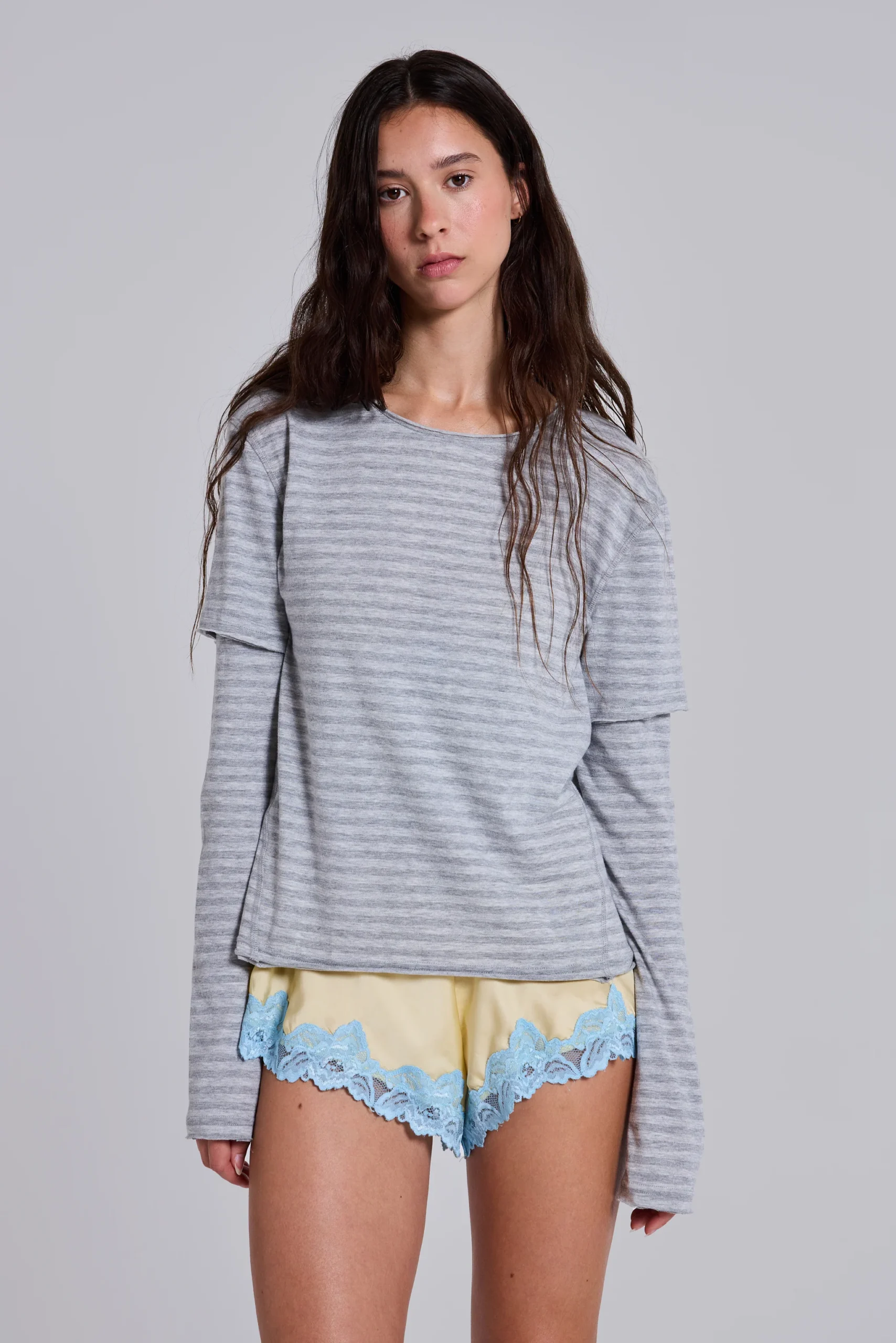 Line Double Layer Long Sleeve Top