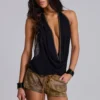 Vaca Whipstitch Faux Leather Mini Shorts in Brown