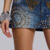 Hena Studded Denim Mini Skirt