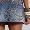 Hena Studded Denim Mini Skirt