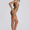 Idol Metallic Bandage Mini Dress in Bronze