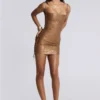 Idol Metallic Bandage Mini Dress in Bronze