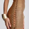 Idol Metallic Bandage Mini Dress in Bronze