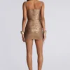 Idol Metallic Bandage Mini Dress in Bronze