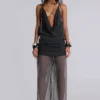 Lurien Backless Hooded Chiffon Knit Top