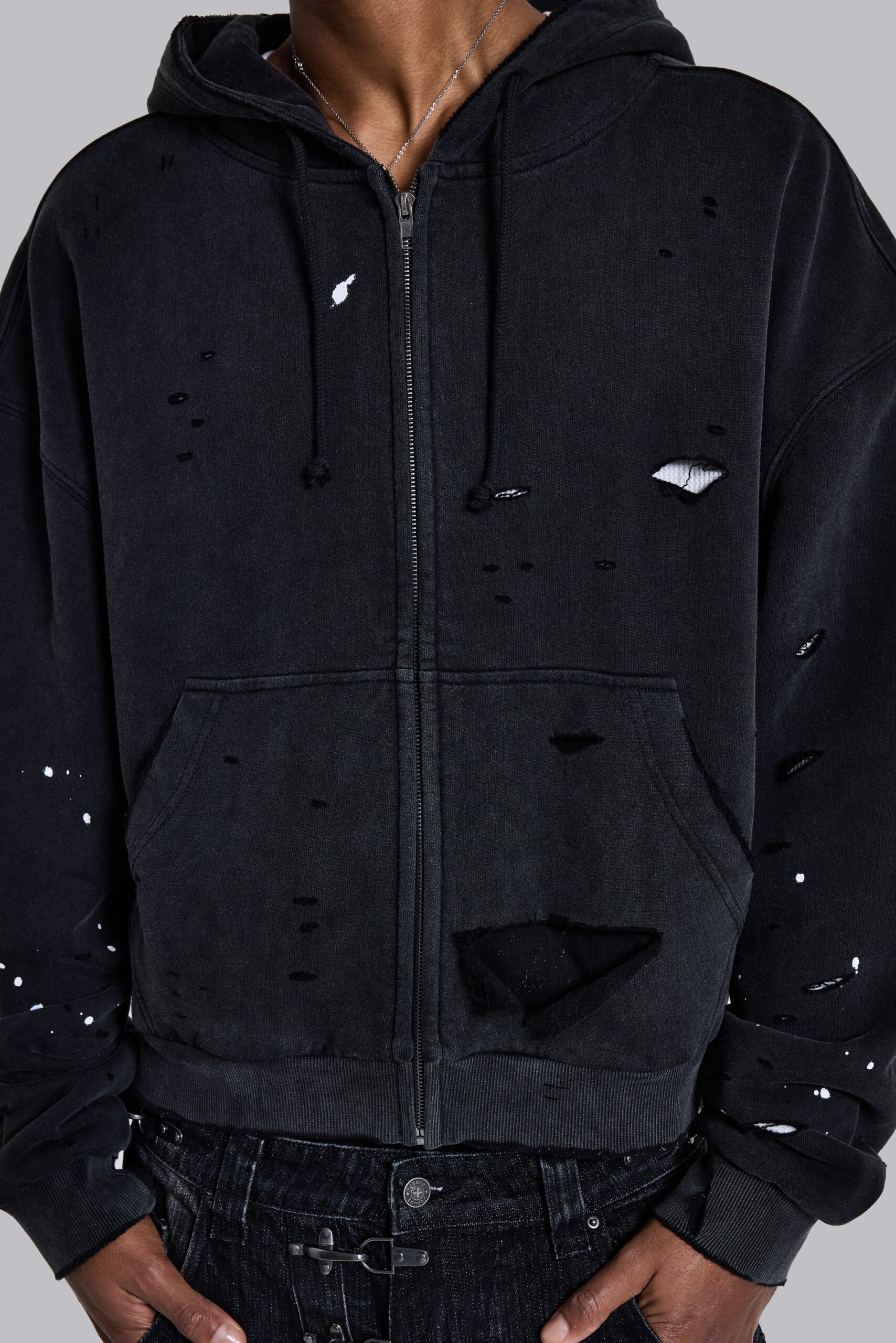 Sun Faded Waffle Lined Zip Hoodie