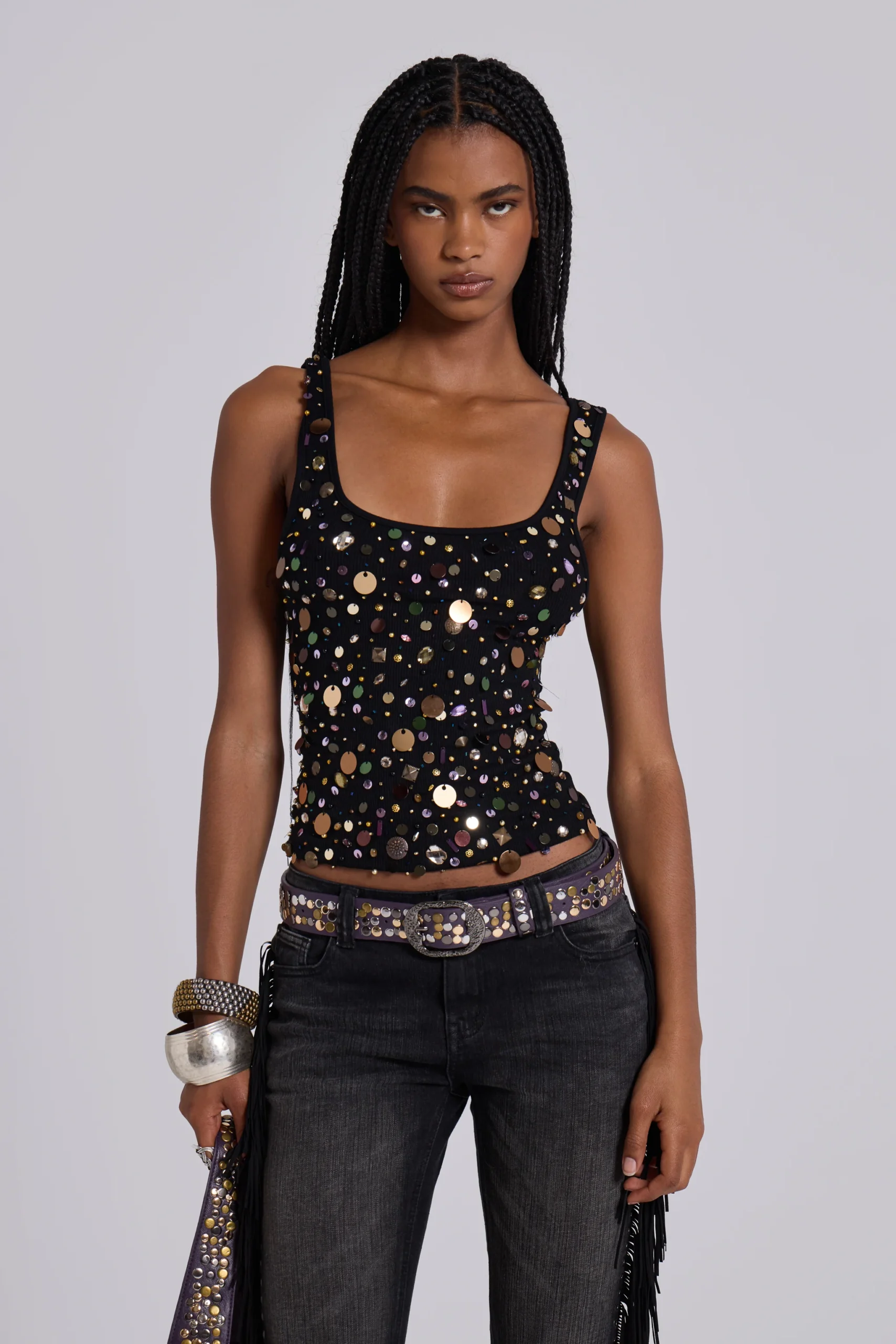 Addison Sequin Vest Top in Midnight