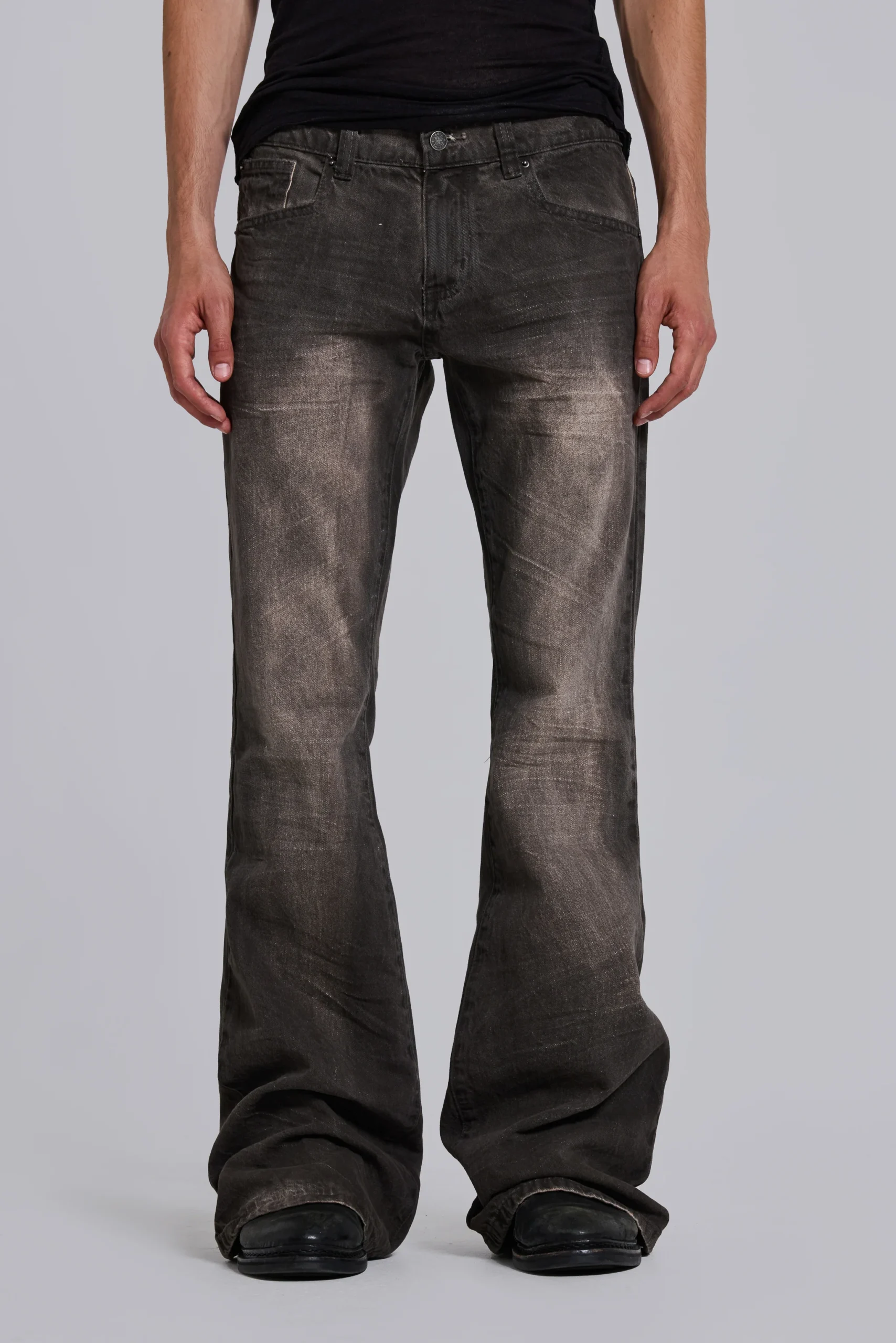 Brown Creased Drift Bootcut Jeans