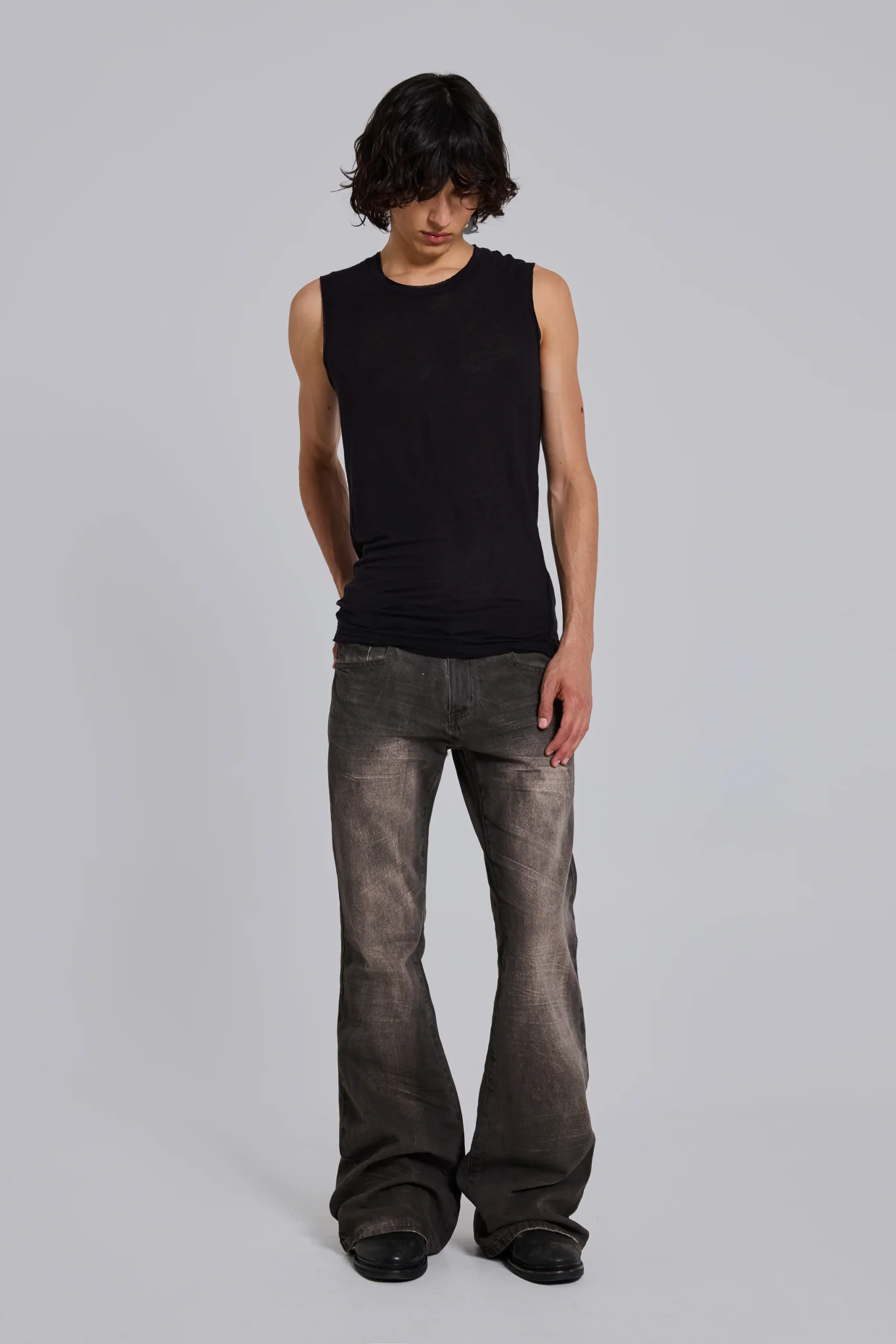 Brown Creased Drift Bootcut Jeans